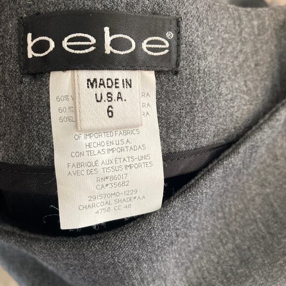 BEBE Pencil Skirt Womens 6 Gray Wool Blend Faux Fur Hem - Picture 4 of 9